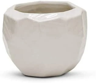 5.1" X 4.1" Medium White Geometric Pot - 16 Pieces 1 5.1" X 4.1" Medium White Geometric Pot - 16 Pieces