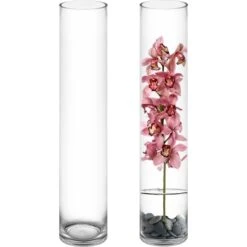 Glass Cylinder Vase, H-28" D-5" (Wholesale 4 PCS/Case)