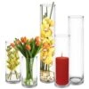 6 PCS Glass Cylinder Vases 5" Opening Centerpieces. H-10", 14", 18", 24", 28"