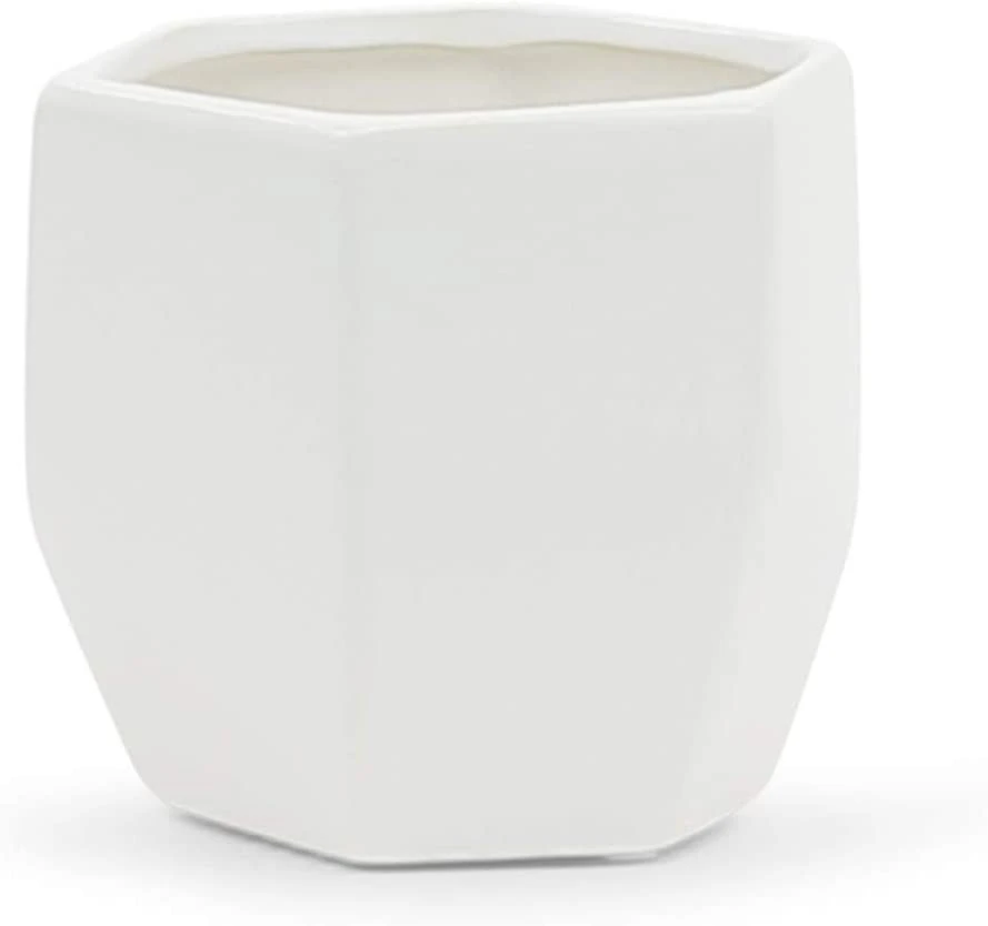 4.2" X 4.2" Small Geometric Pot - Matte White - 24 Pieces 1 4.2" X 4.2" Small Geometric Pot - Matte White - 24 Pieces