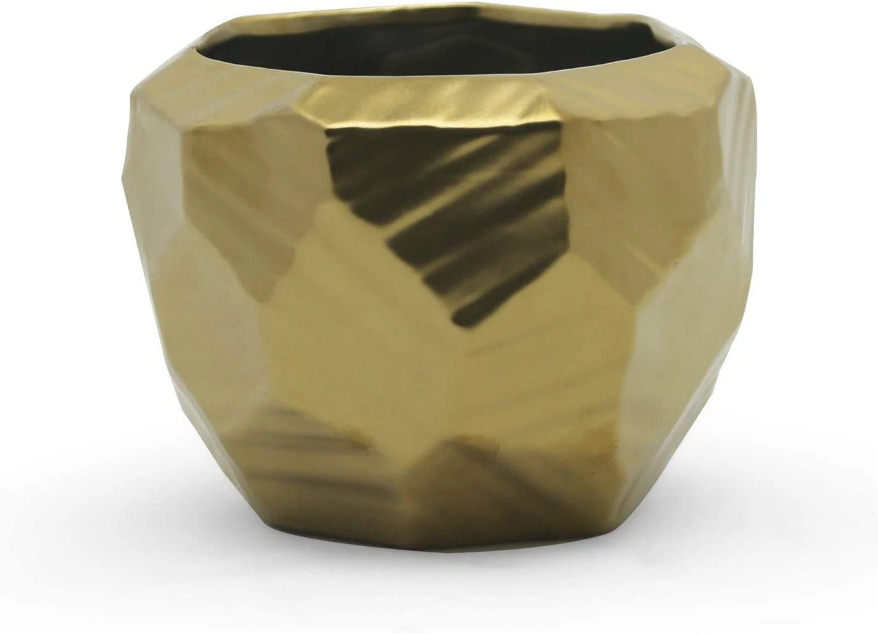 5.1" X 4.1" Medium Gold Geometric Pot - 16 Pieces 1 5.1" X 4.1" Medium Gold Geometric Pot - 16 Pieces