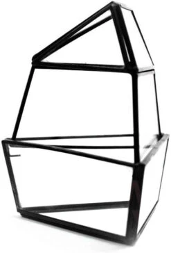 Black Short Triangular Obelisk Geometric Glass Terrarium - 9 Pieces