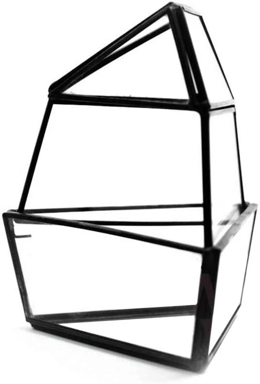 Black Short Triangular Obelisk Geometric Glass Terrarium - 9 Pieces 1 Black Short Triangular Obelisk Geometric Glass Terrarium - 9 Pieces