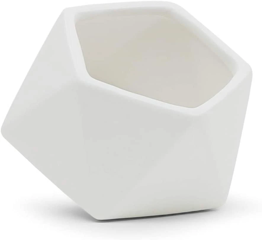 5.1" X 4.3" Medium Tilted Geometric Pot - Matte White- 12 Pieces 2 5.1" X 4.3" Medium Tilted Geometric Pot - Matte White- 12 Pieces - Image 2