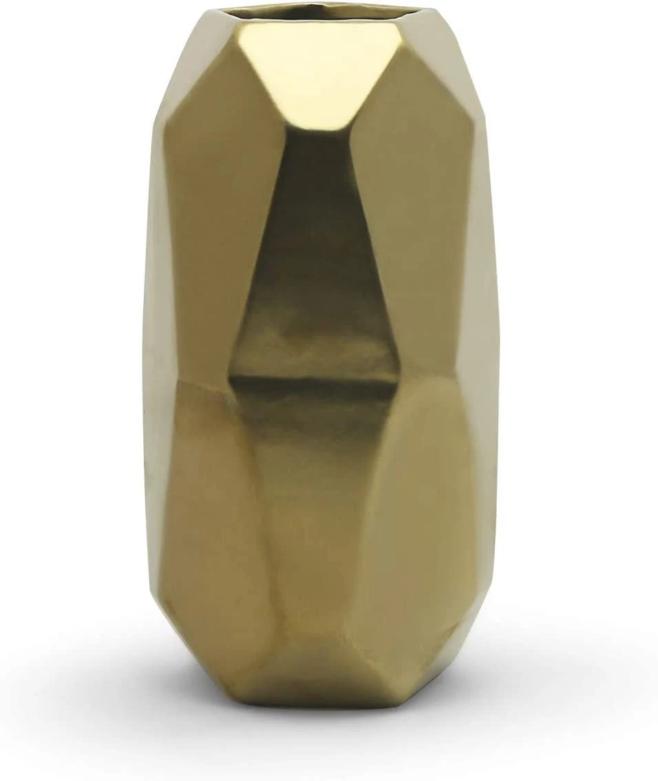 4.1" X 8" Medium Gold Geometric Vase - 16 Pieces 2 4.1" X 8" Medium Gold Geometric Vase - 16 Pieces - Image 2