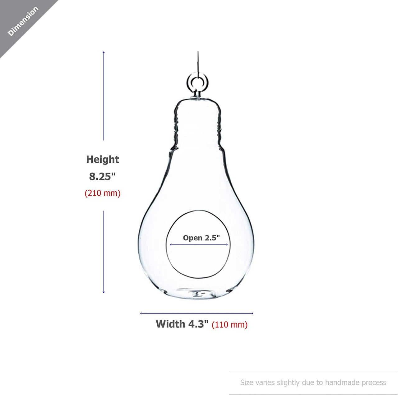 4.25" X 8.25" Hanging Bulb Terrarium Candle Holder - 24 Pieces 2 4.25" X 8.25" Hanging Bulb Terrarium Candle Holder - 24 Pieces - Image 2