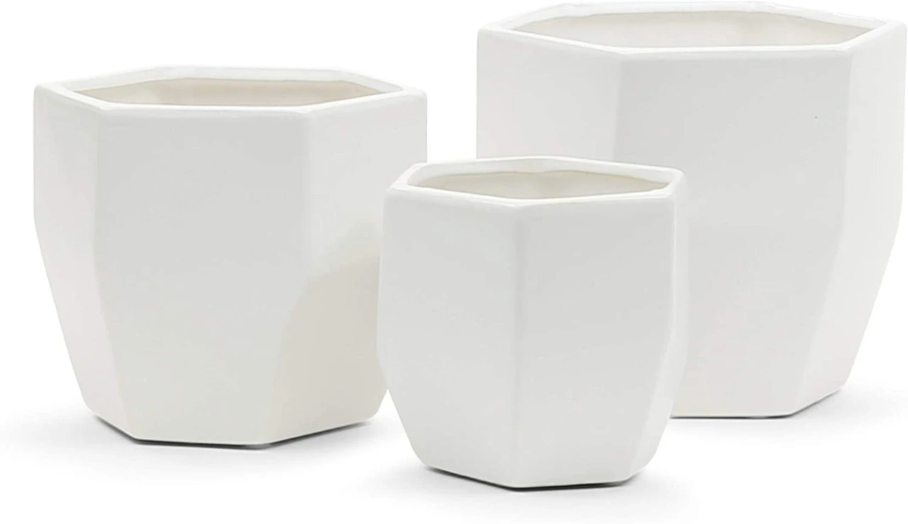 4.2" X 4.2" Small Geometric Pot - Matte White - 24 Pieces 2 4.2" X 4.2" Small Geometric Pot - Matte White - 24 Pieces - Image 2