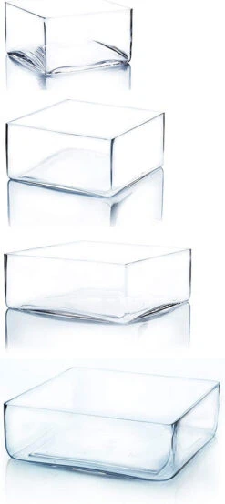 12" X 12" Block Pan Glass Vase - 4 Pieces -Home Decoration Discount 61HMj85f1HL. AC SL1500 99247.1661456197.1280.1280