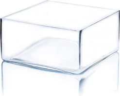 8" X 8" X 4" Block Glass Vase - 8 Pieces