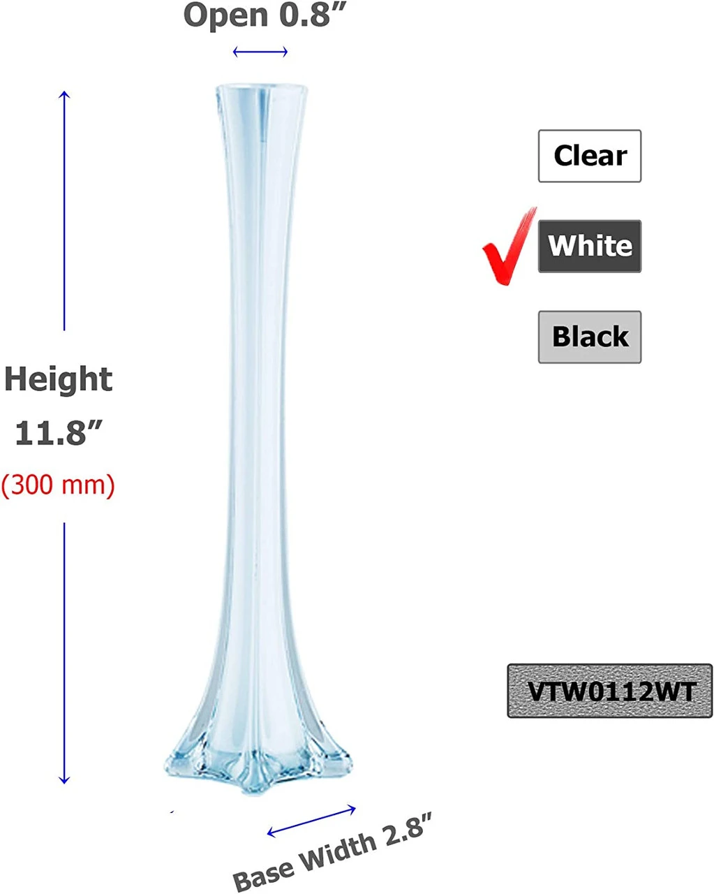 12 Inch White Tower Vase - 24 Pieces 2 12 Inch White Tower Vase - 24 Pieces - Image 2