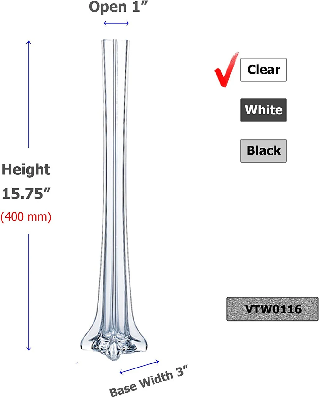 16 Inch Clear Tower Vase - 24 Pieces 2 16 Inch Clear Tower Vase - 24 Pieces - Image 2