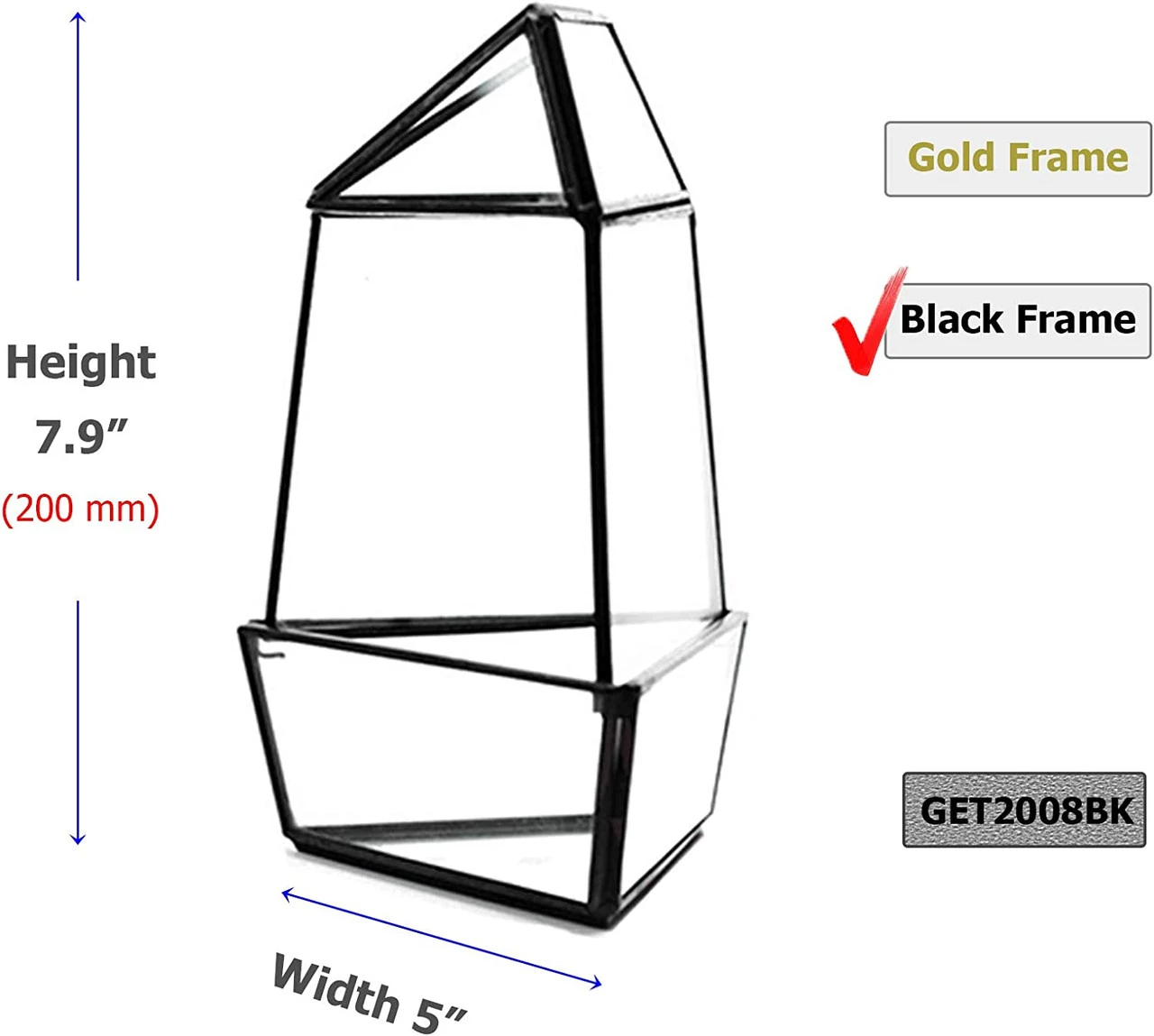 Black Medium Triangular Obelisk Geometric Glass Terrarium - 9 Pieces 2 Black Medium Triangular Obelisk Geometric Glass Terrarium - 9 Pieces - Image 2
