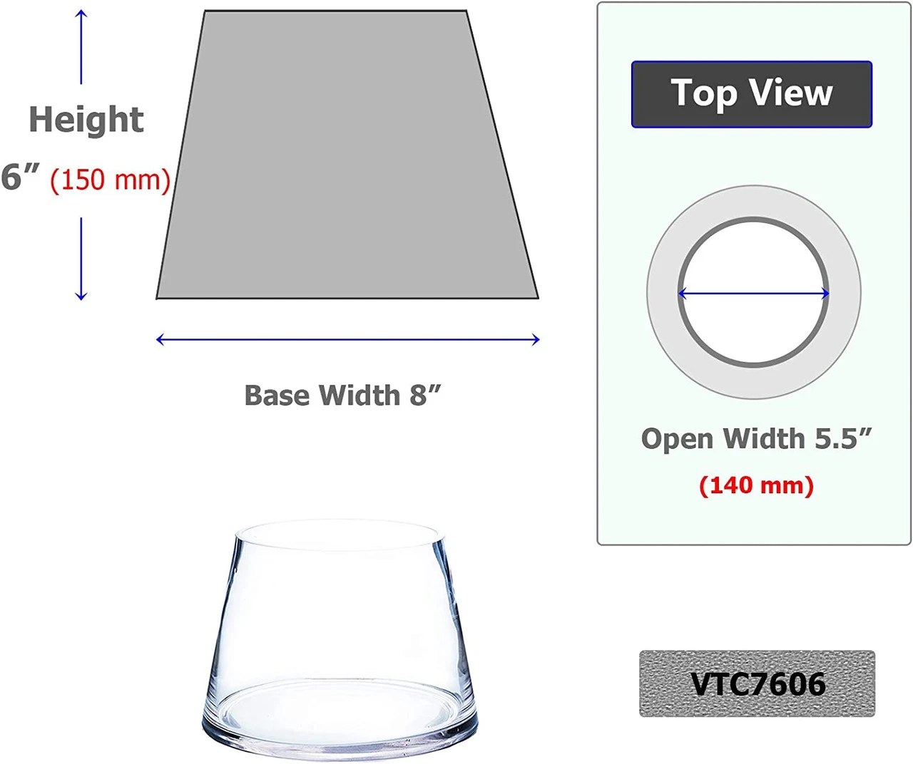 6" X 8" Clear Taper Up Cylinder - 8 Pieces 3 6" X 8" Clear Taper Up Cylinder - 8 Pieces - Image 3