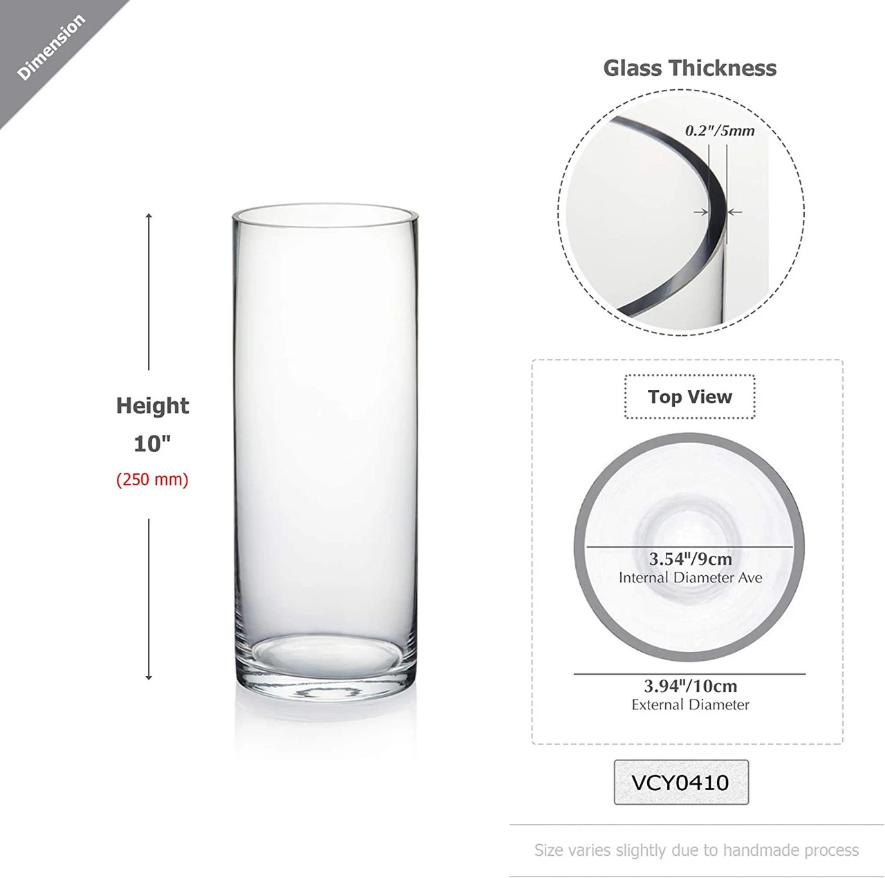 4" X 10" Cylinder Glass Vase - 12 Pieces 2 4" X 10" Cylinder Glass Vase - 12 Pieces - Image 2