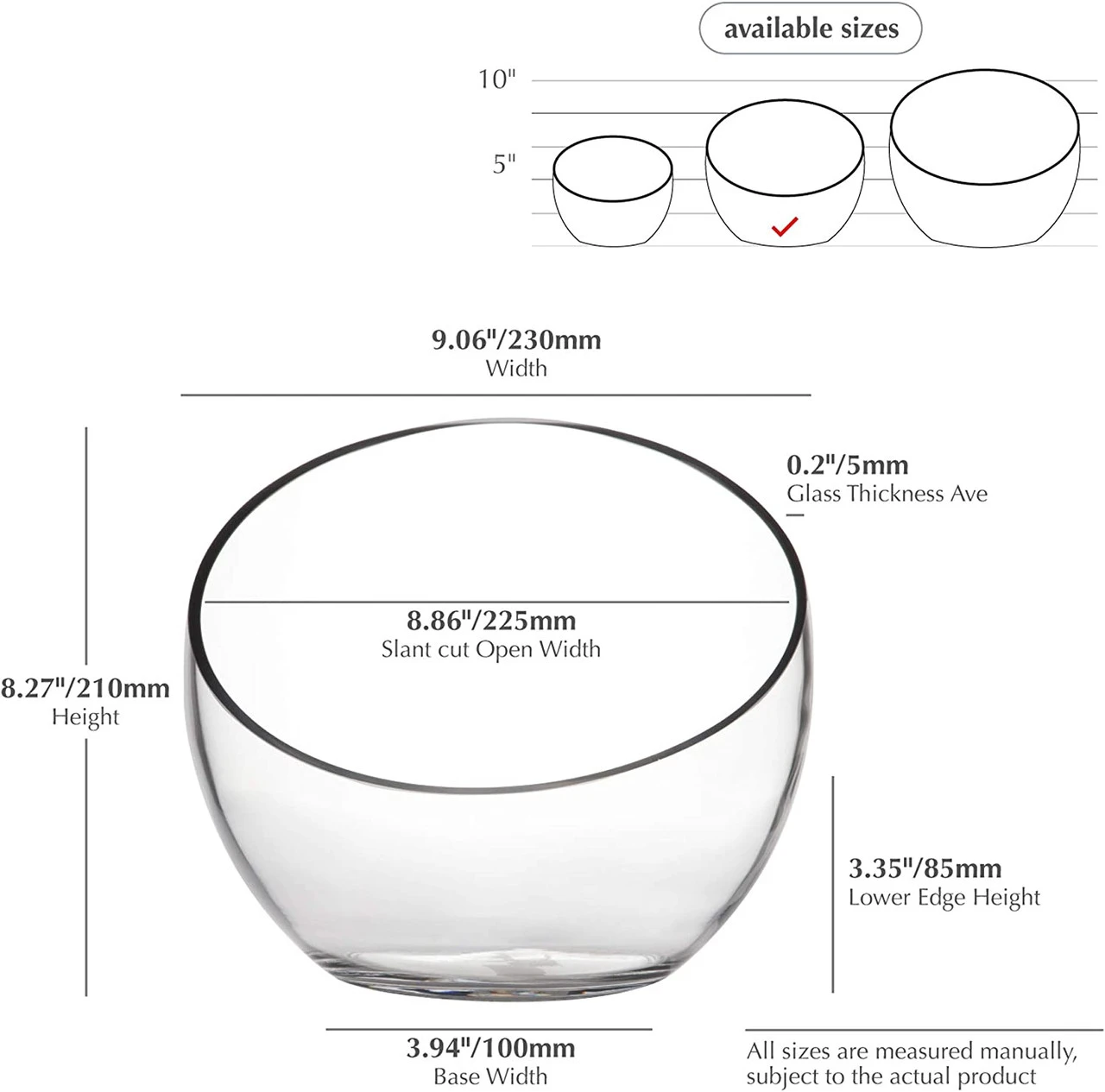 7" X 8" X 3" Slant Bowl Glass Vase - 4 Pieces 2 7" X 8" X 3" Slant Bowl Glass Vase - 4 Pieces - Image 2