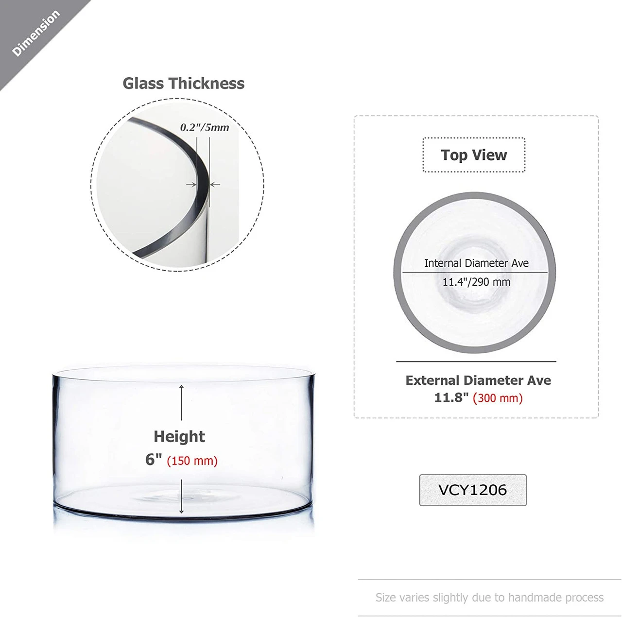 12" X 6" Cylinder Glass Vase - 4 Pieces 2 12" X 6" Cylinder Glass Vase - 4 Pieces - Image 2