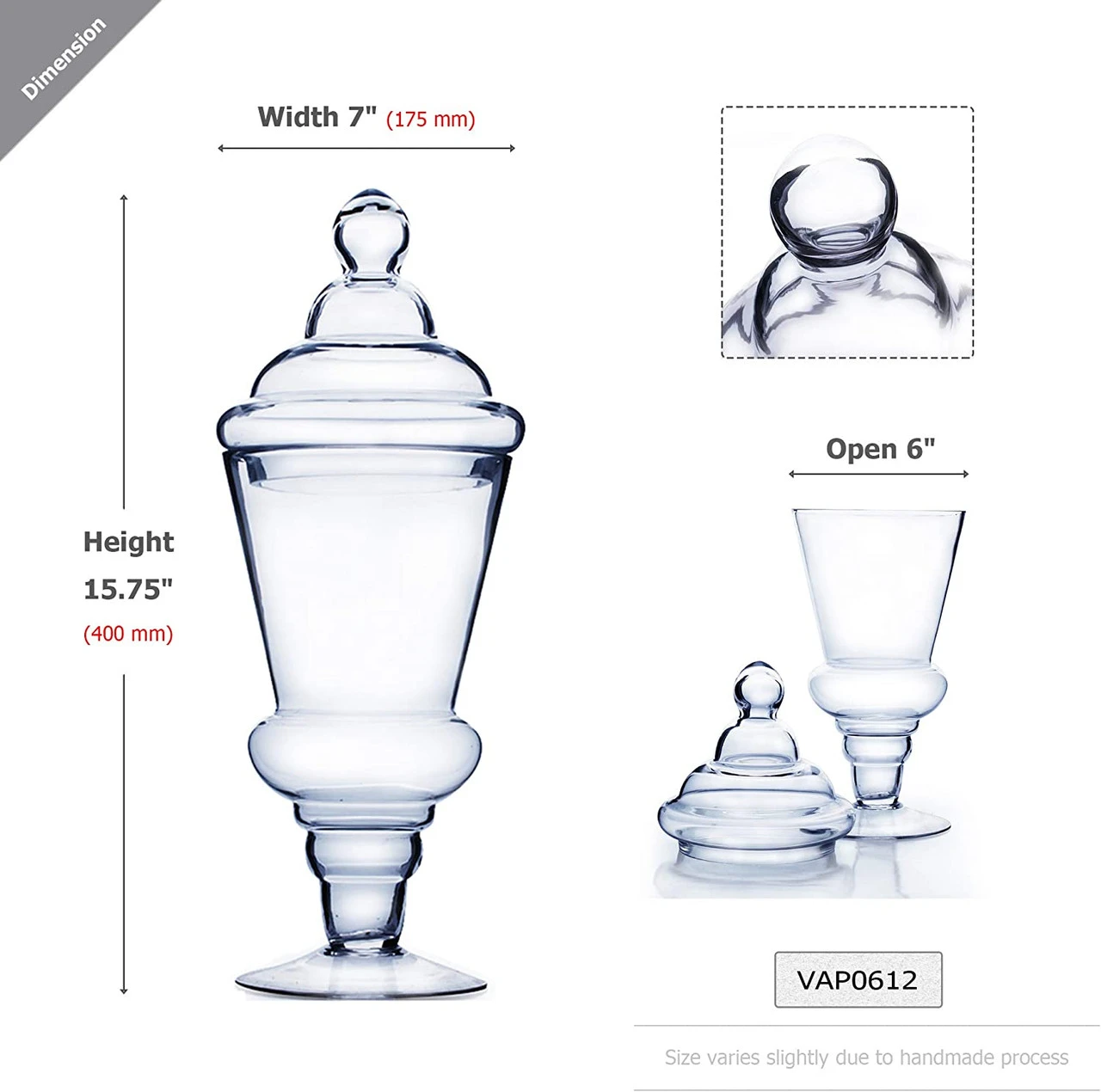 16" X 7" Apothecary Jar For Candy Buffet - 6 Pieces 2 16" X 7" Apothecary Jar For Candy Buffet - 6 Pieces - Image 2