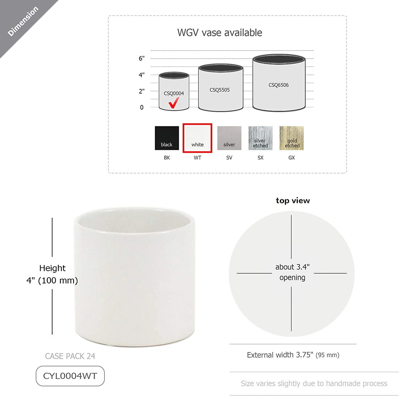 3.75" X 4" White Cylinder Ceramic - 24 Pieces 2 3.75" X 4" White Cylinder Ceramic - 24 Pieces - Image 2