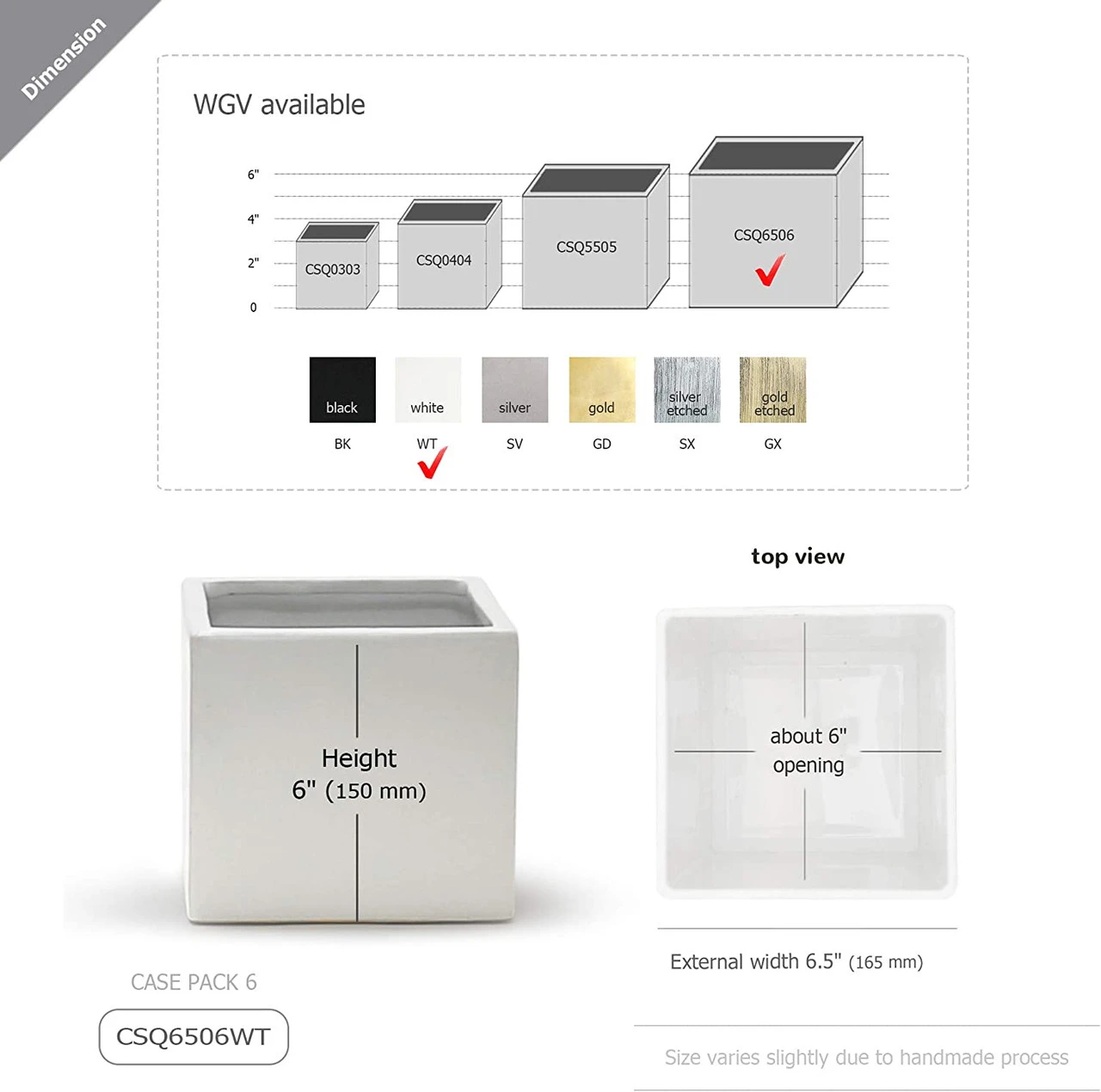 6 Inch White Square Cube - 6 Pieces 2 6 Inch White Square Cube - 6 Pieces - Image 2