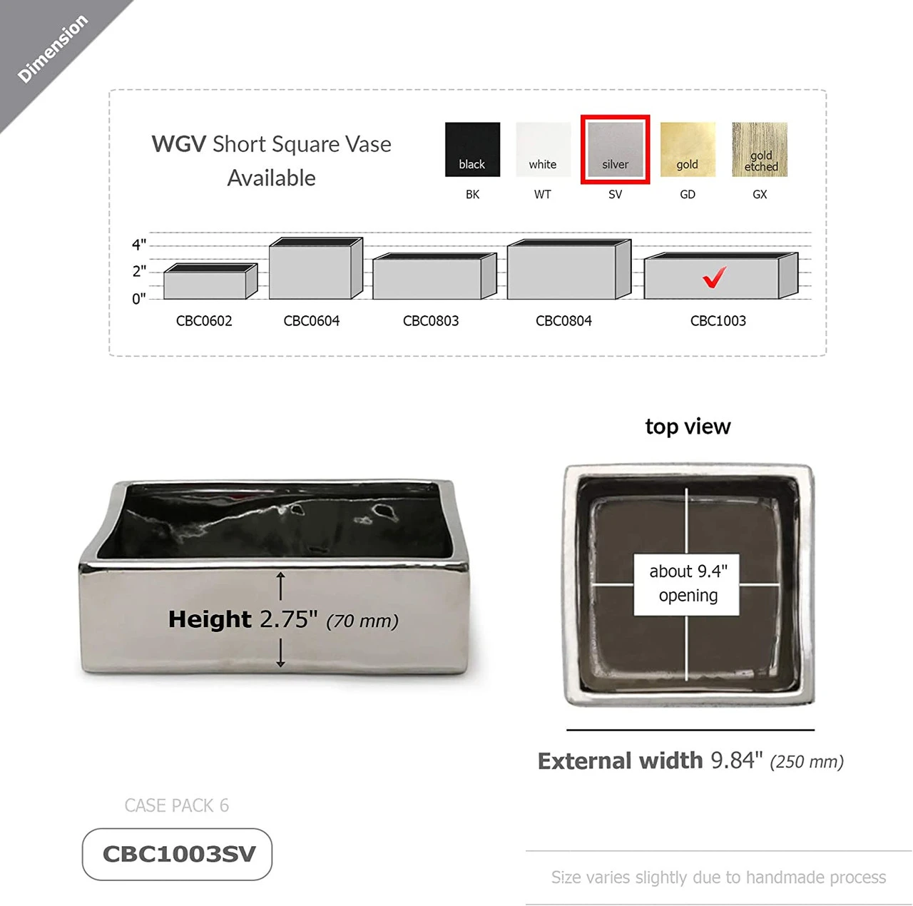 10" X 10" X 2.6" Silver Low Square Block- 6 Pieces 2 10" X 10" X 2.6" Silver Low Square Block- 6 Pieces - Image 2