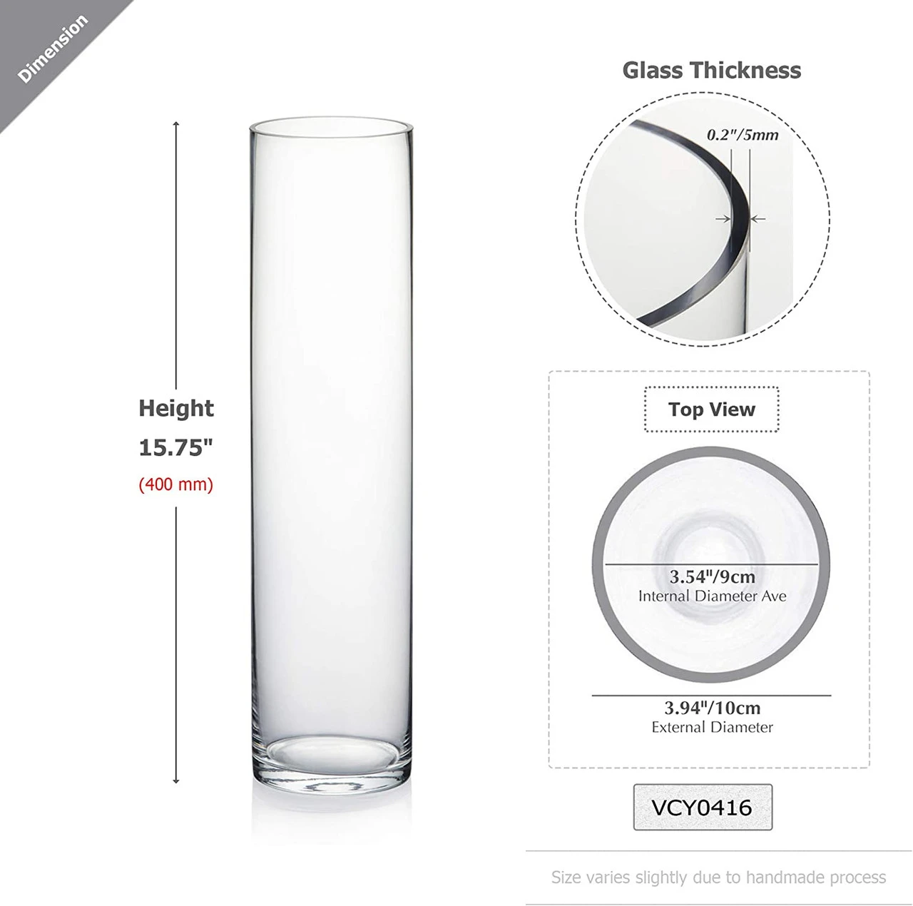 4" X 16" Cylinder Glass Vase - 12 Pieces 2 4" X 16" Cylinder Glass Vase - 12 Pieces - Image 2