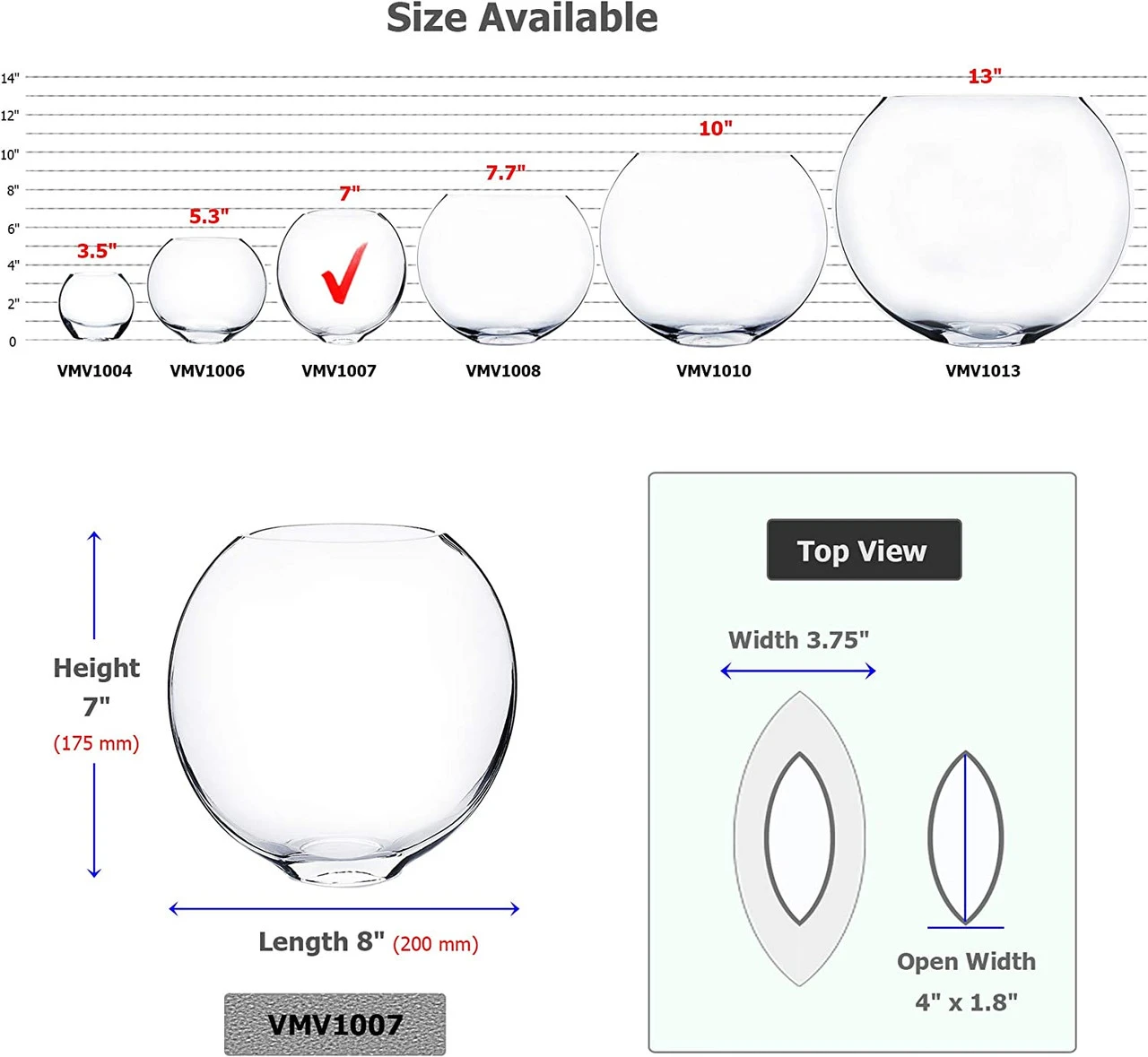 7 Inch Clear Moon Vase - 6 Pieces 2 7 Inch Clear Moon Vase - 6 Pieces - Image 2