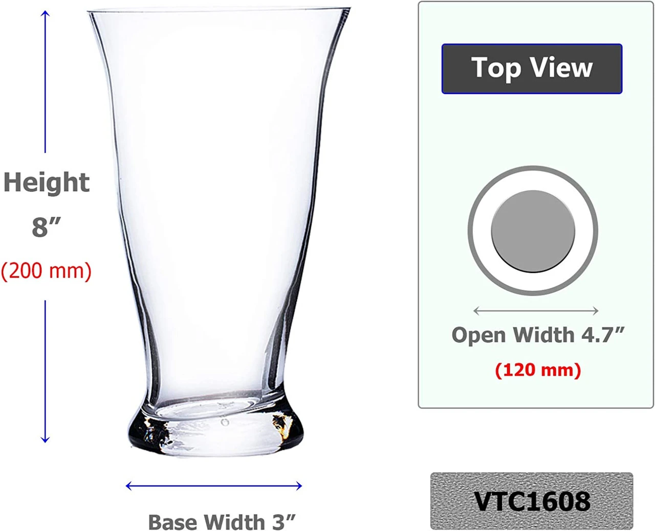 8" Taper Down Cylinder Vase With Base - 12 Pieces 2 8" Taper Down Cylinder Vase With Base - 12 Pieces - Image 2