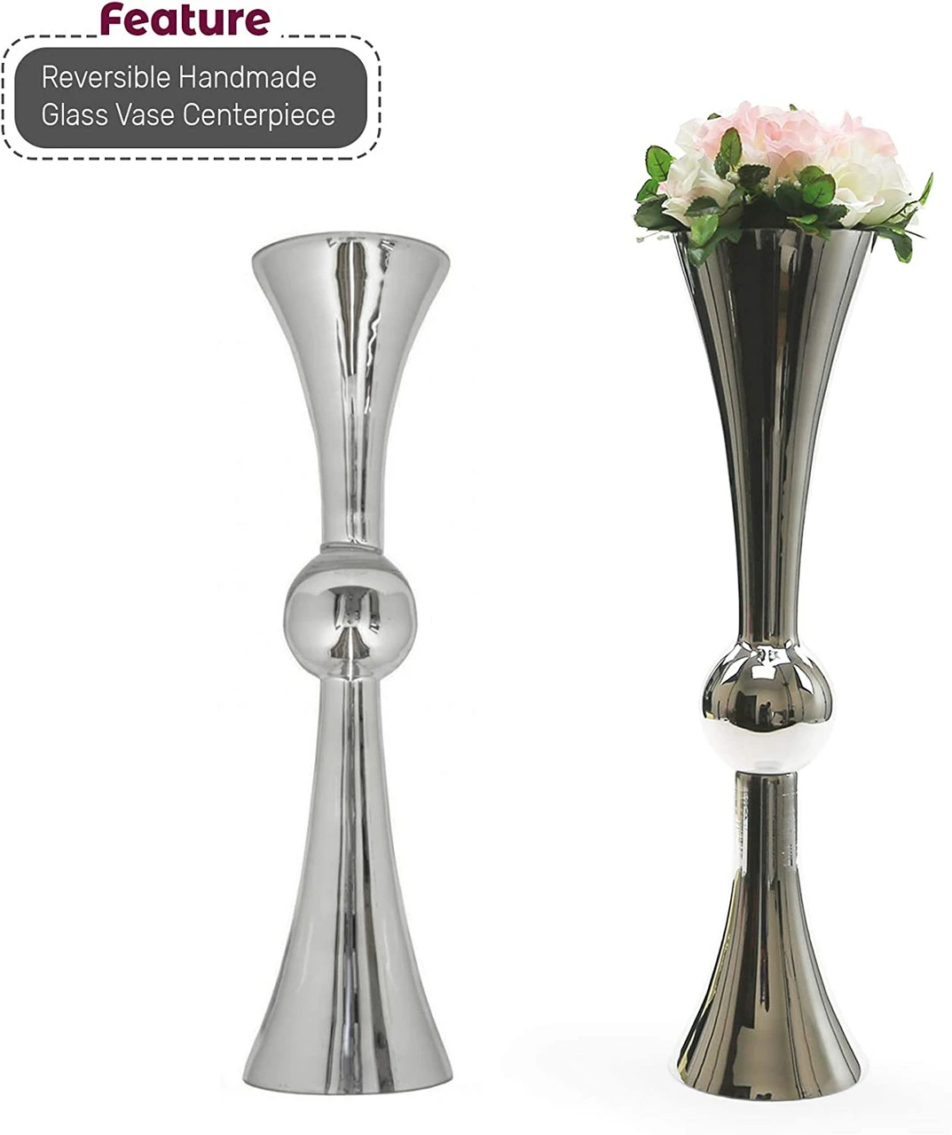 24 Inch Silver Reversible Latour Trumpet Vase - 4 Pieces 4 24 Inch Silver Reversible Latour Trumpet Vase - 4 Pieces - Image 4