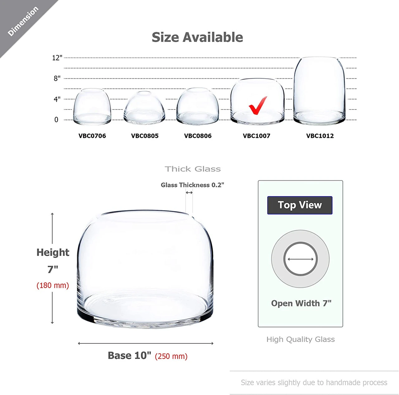 Clear Dome Shape Terrarium Bowl Glass Vase, 7 Inches High - 4 Pieces 2 Clear Dome Shape Terrarium Bowl Glass Vase, 7 Inches High - 4 Pieces - Image 2