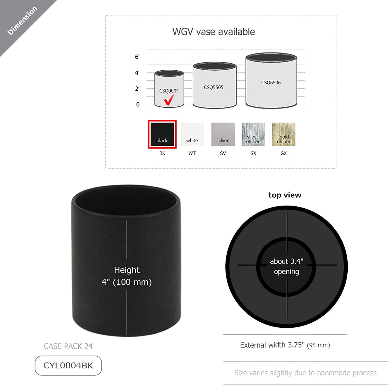 3.75" X 4" Black Cylinder Ceramic - 24 Pieces 2 3.75" X 4" Black Cylinder Ceramic - 24 Pieces - Image 2