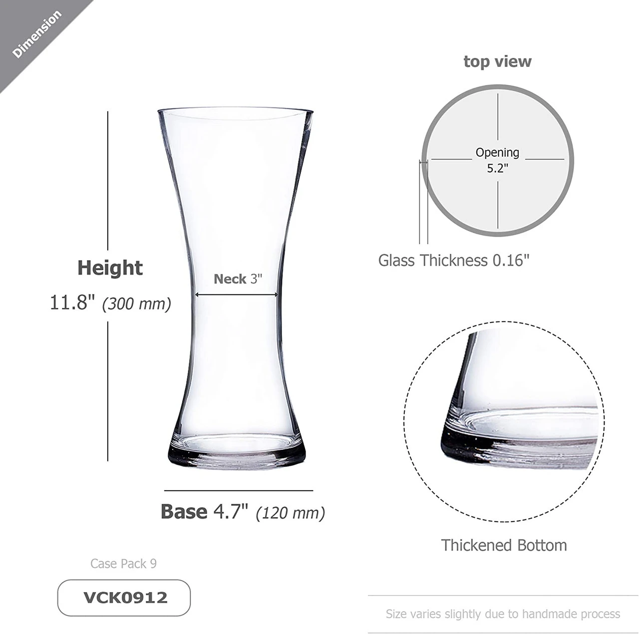 12" Glass Gathering Vase - 9 Pieces 2 12" Glass Gathering Vase - 9 Pieces - Image 2