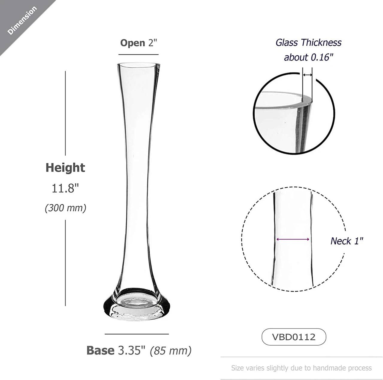11.75 Inch Clear Small Round Bud Vase - 24 Pieces 2 11.75 Inch Clear Small Round Bud Vase - 24 Pieces - Image 2