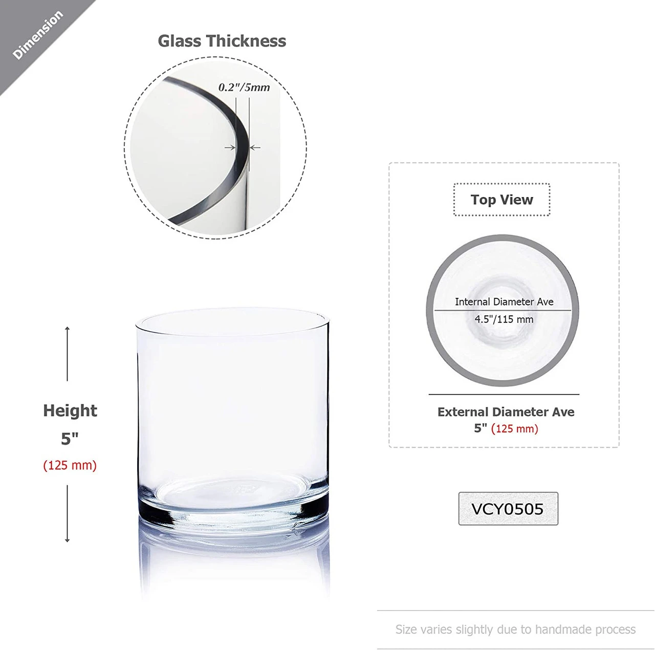 5" X 5" Cylinder Glass Vase - 12 Pieces 2 5" X 5" Cylinder Glass Vase - 12 Pieces - Image 2