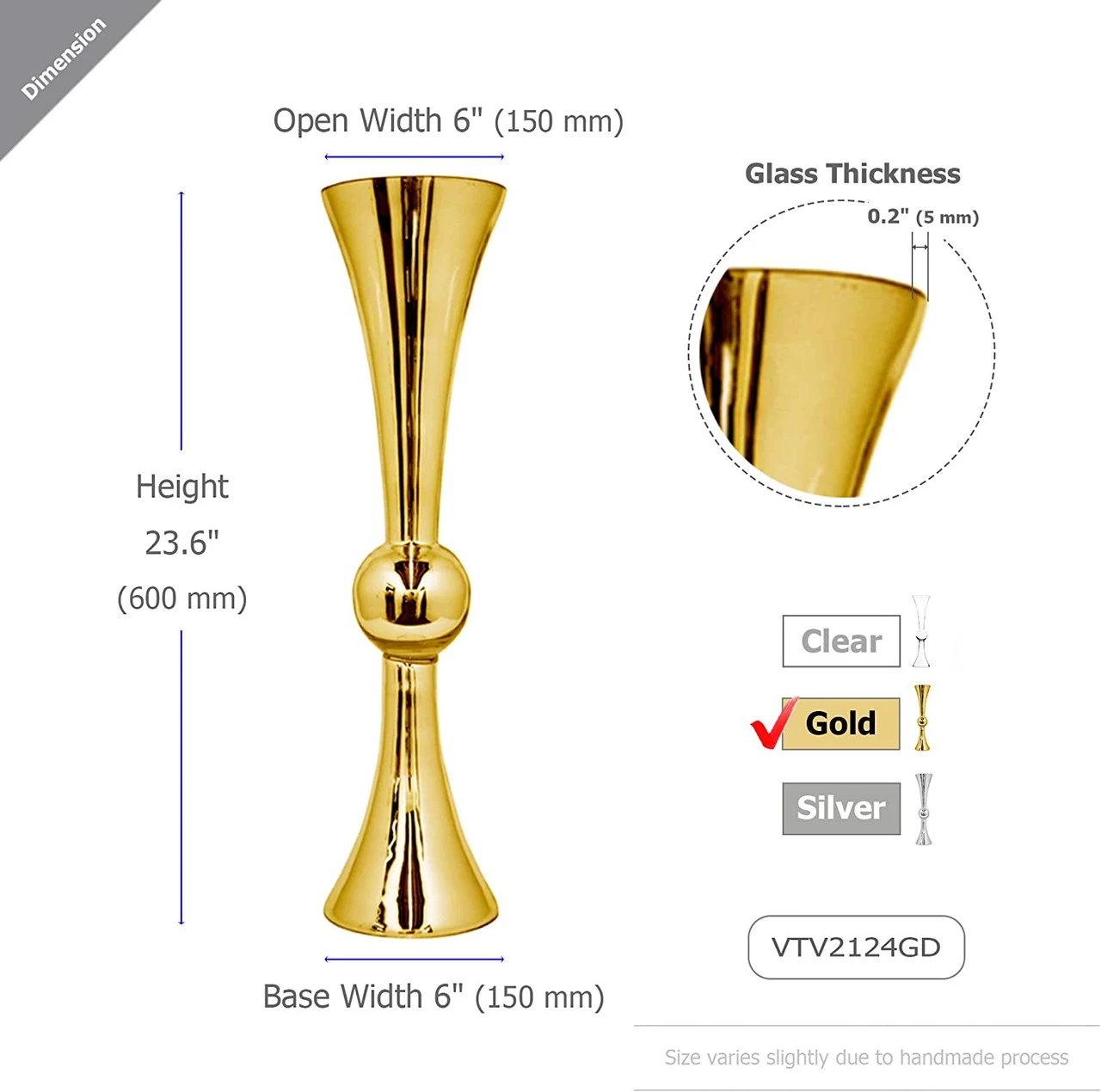 24 Inch Gold Reversible Latour Trumpet Vase - 4 Pieces 2 24 Inch Gold Reversible Latour Trumpet Vase - 4 Pieces - Image 2