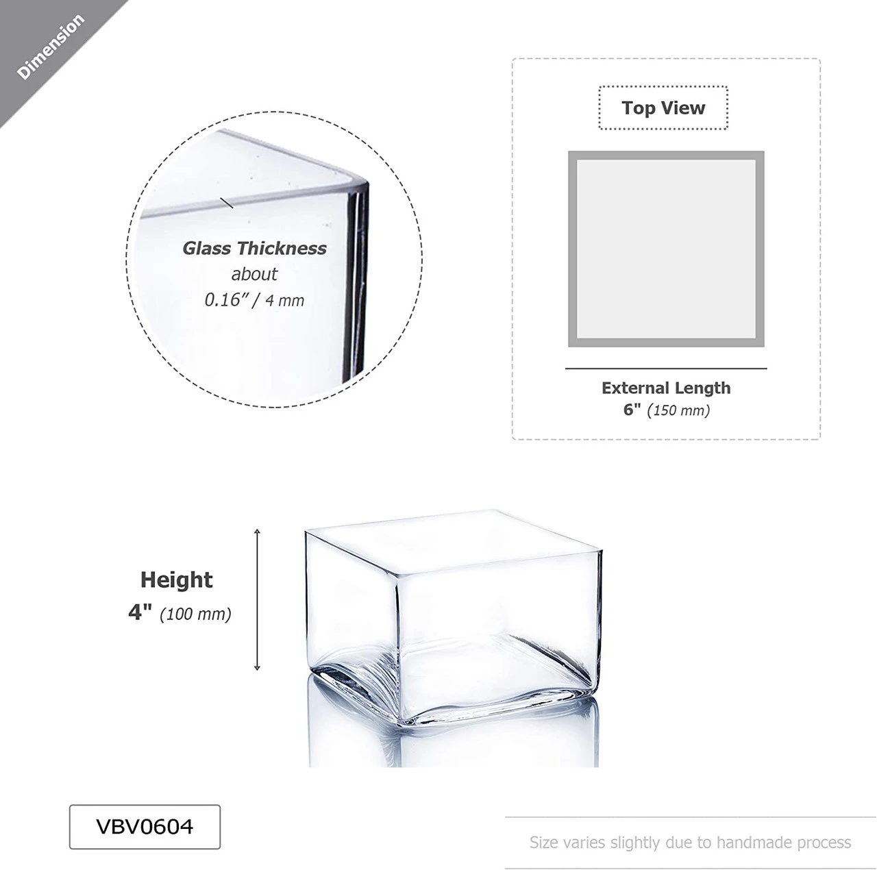 6" X 6" X 4" Block Glass Vase - 12 Pieces 2 6" X 6" X 4" Block Glass Vase - 12 Pieces - Image 2