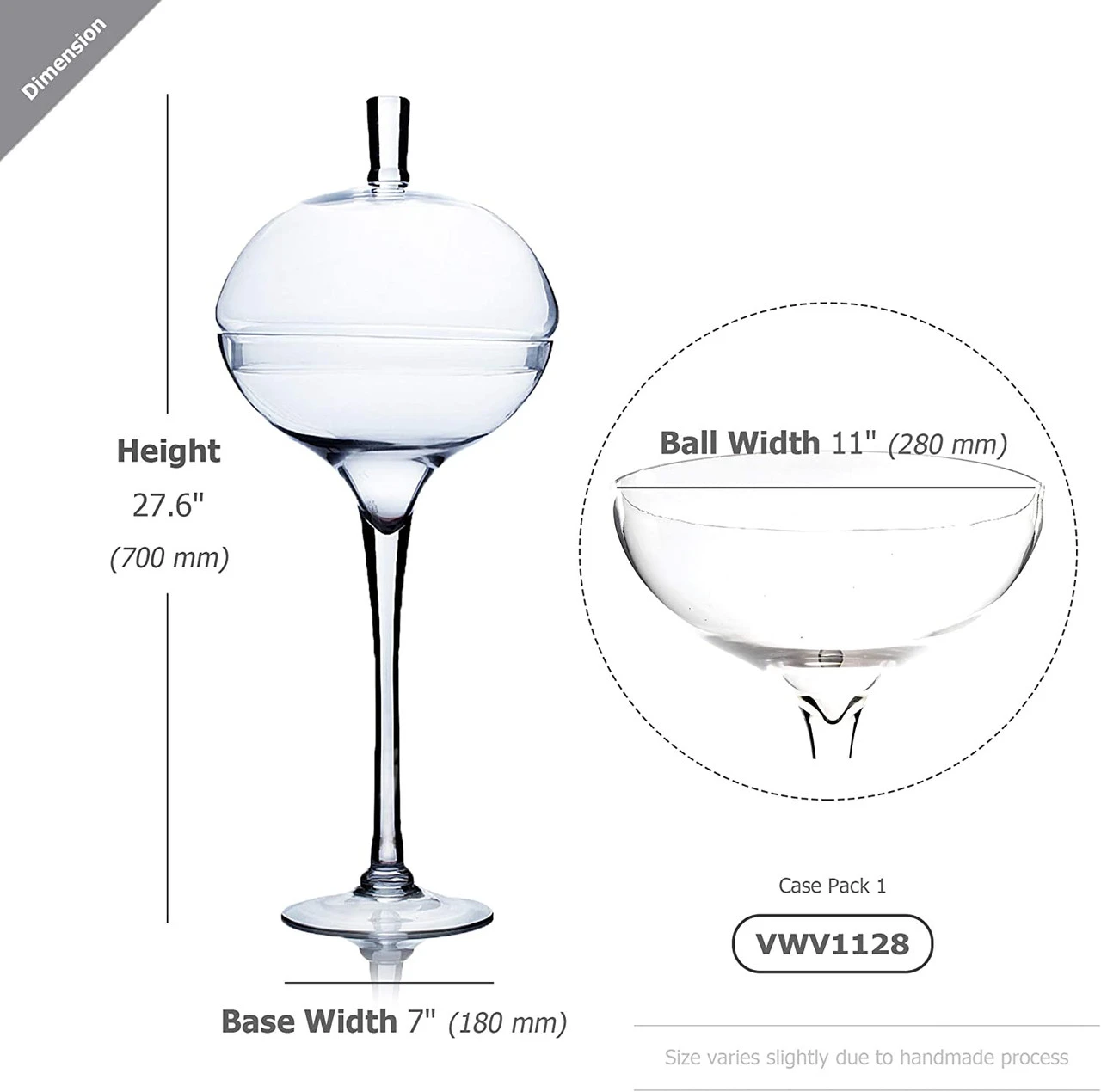 28 Inch Clear Unique Ball On Stand Vase 2 28 Inch Clear Unique Ball On Stand Vase - Image 2