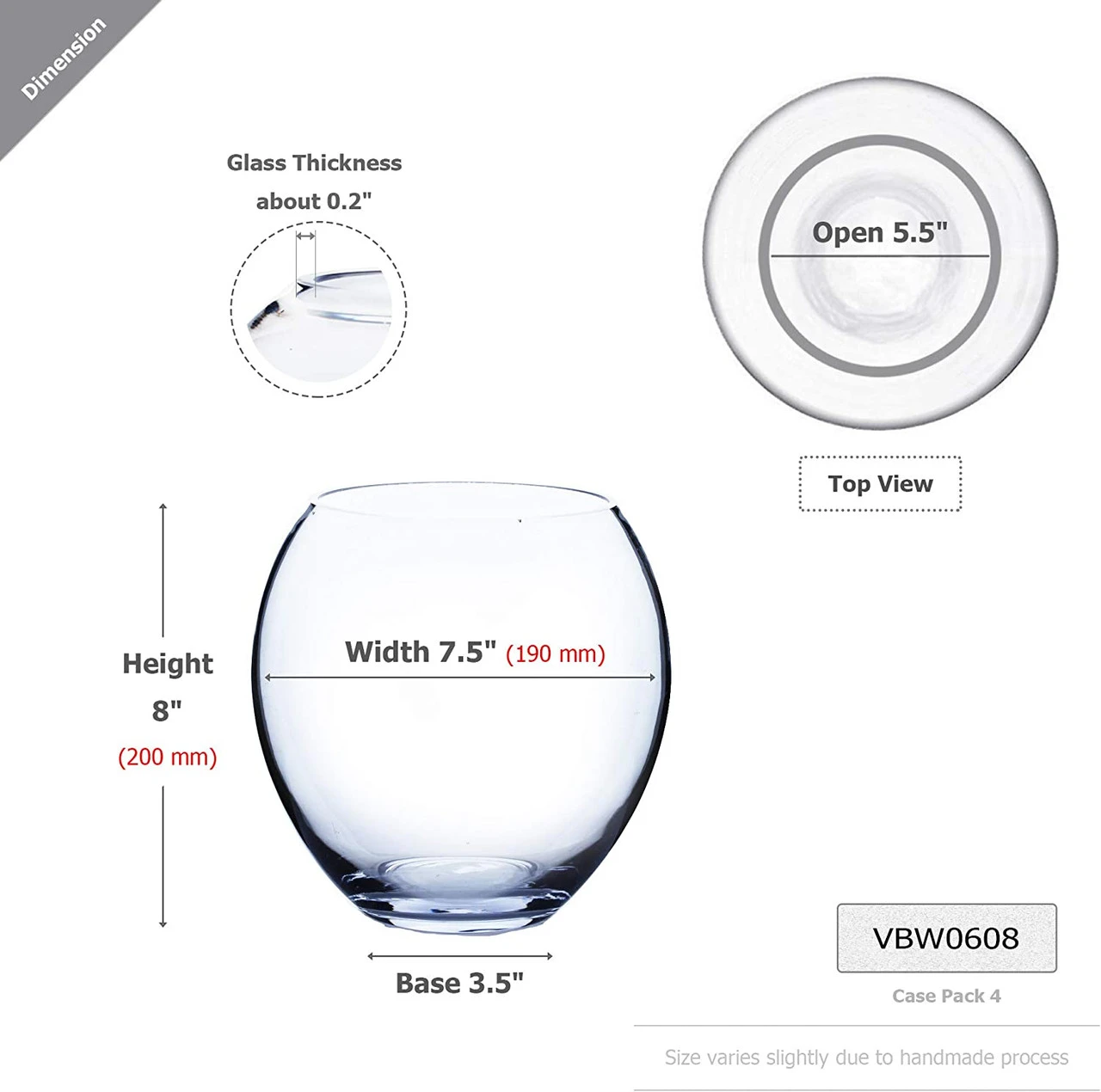 7.5"x 8" Clear Bubble Bowl Vase - 4 Pieces 2 7.5"x 8" Clear Bubble Bowl Vase - 4 Pieces - Image 2