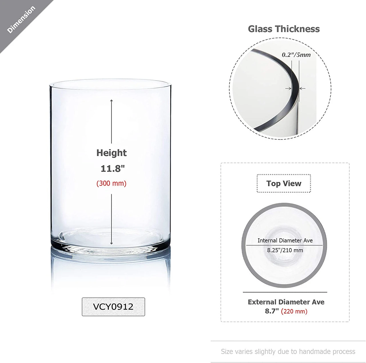 9" X 12" Cylinder Glass Vase - 2 Pieces 2 9" X 12" Cylinder Glass Vase - 2 Pieces - Image 2