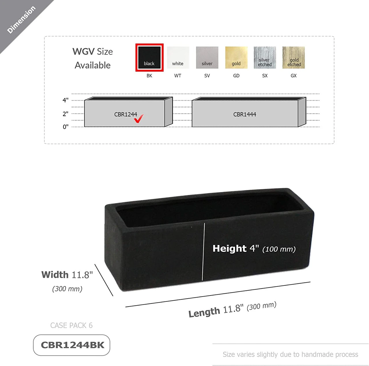 12" X 4" X 4" Black Long Rectangle - 6 Pieces 2 12" X 4" X 4" Black Long Rectangle - 6 Pieces - Image 2