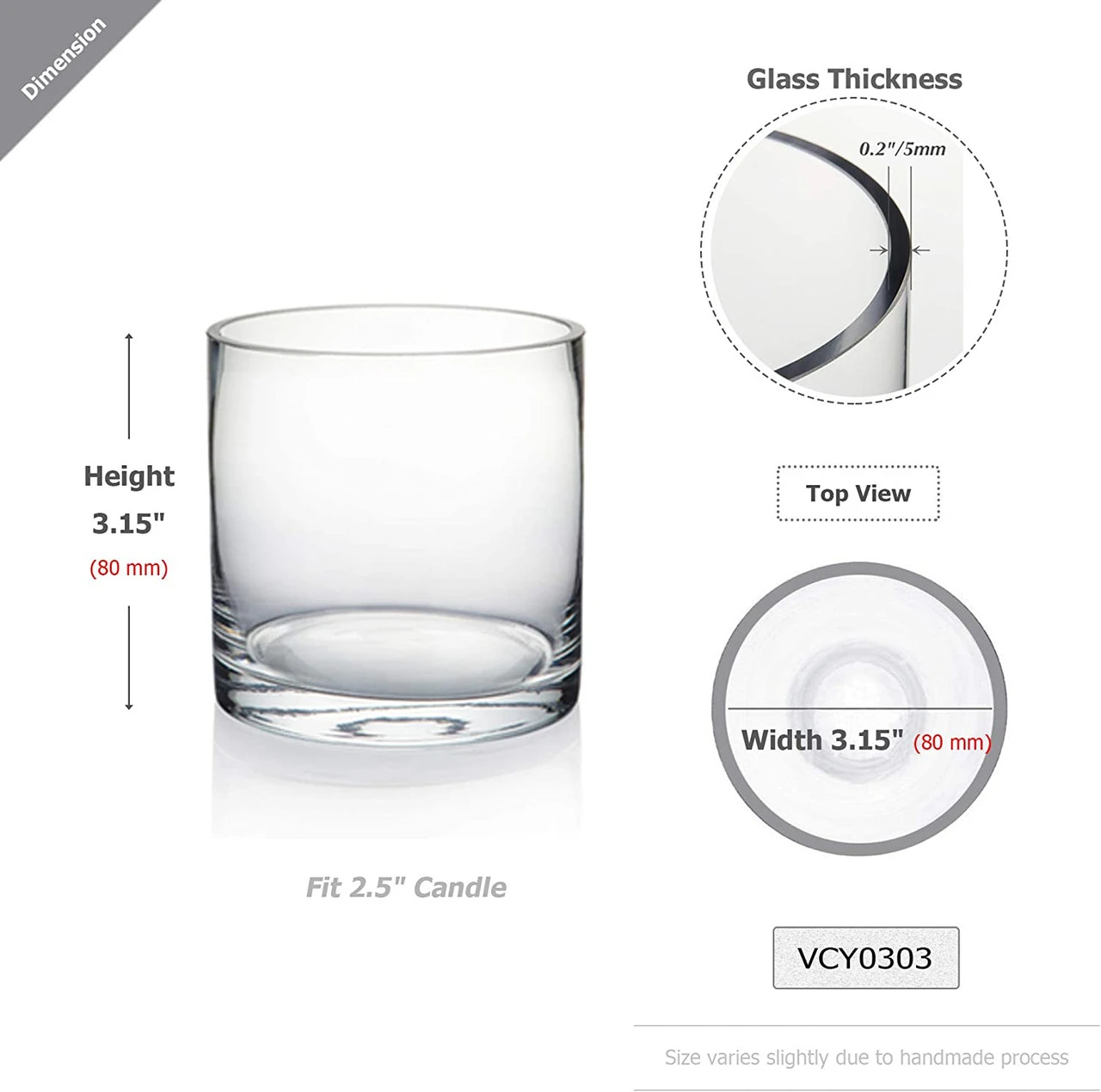 3" X 3.25" Cylinder Glass Vase - 24 Pieces 2 3" X 3.25" Cylinder Glass Vase - 24 Pieces - Image 2