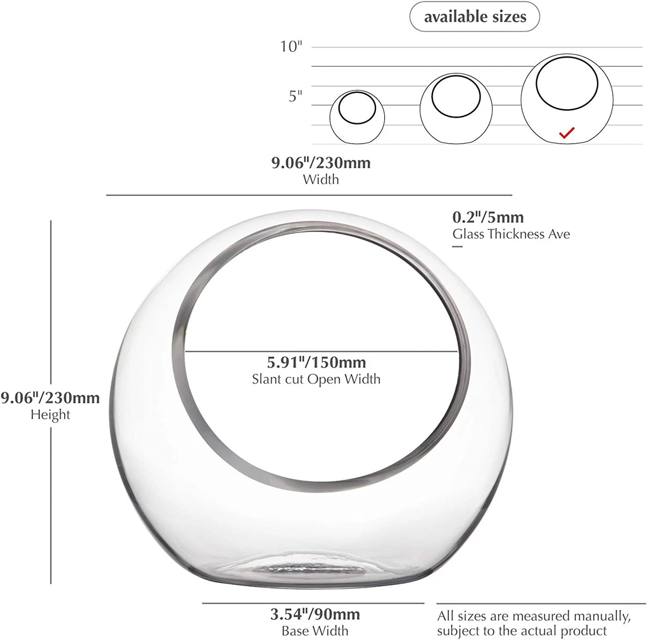 10 Inch Clear Slant Bubble Bowl Vase - 4 Pieces 2 10 Inch Clear Slant Bubble Bowl Vase - 4 Pieces - Image 2
