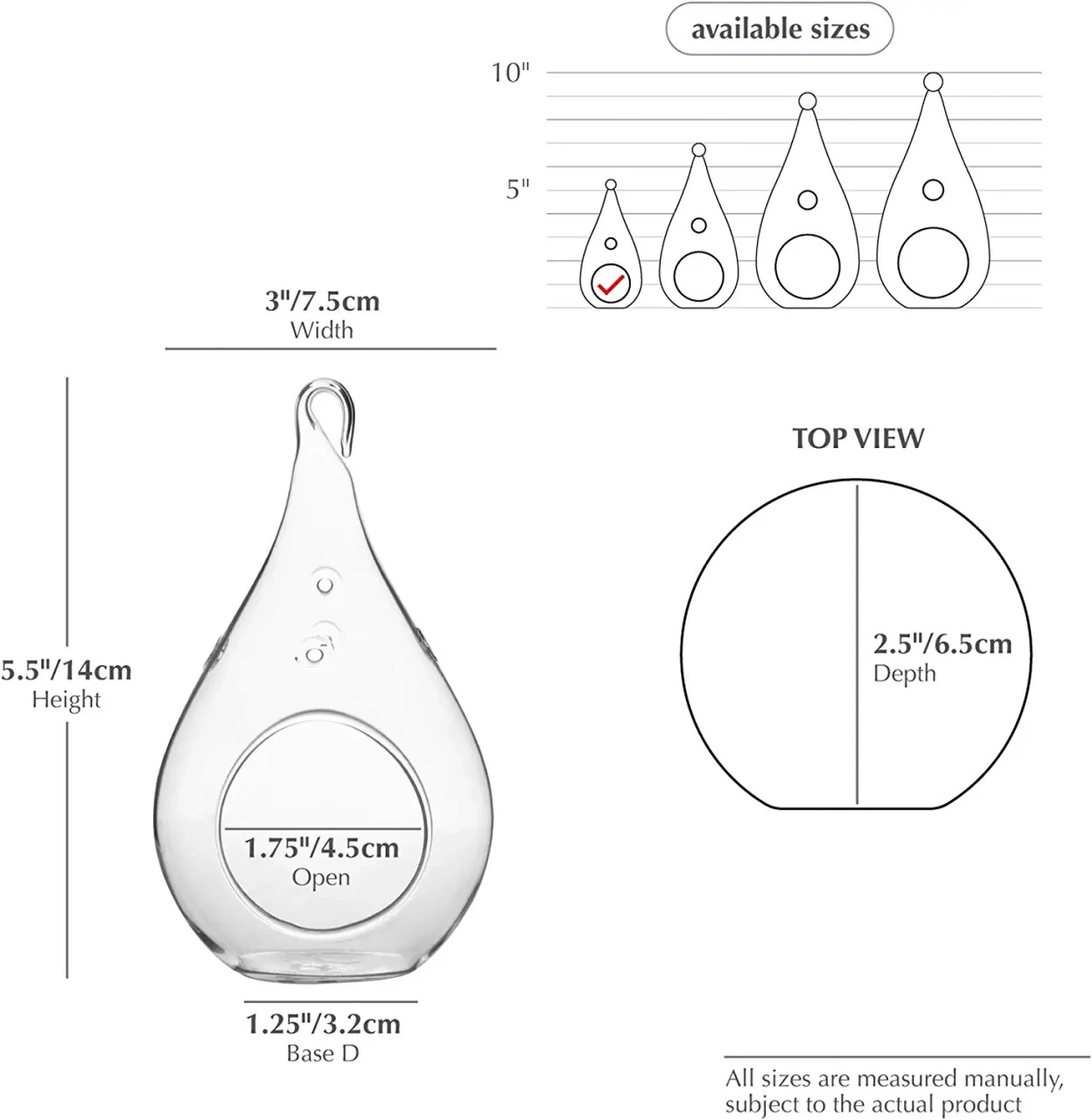 3" X 5.5" Hanging Pear Terrarium Candle Holder - 48 Pieces 2 3" X 5.5" Hanging Pear Terrarium Candle Holder - 48 Pieces - Image 2