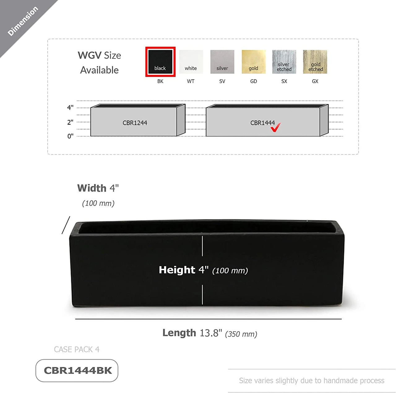 14" X 4" X 4" Black Long Flat Rectangle - 4 Pieces 2 14" X 4" X 4" Black Long Flat Rectangle - 4 Pieces - Image 2