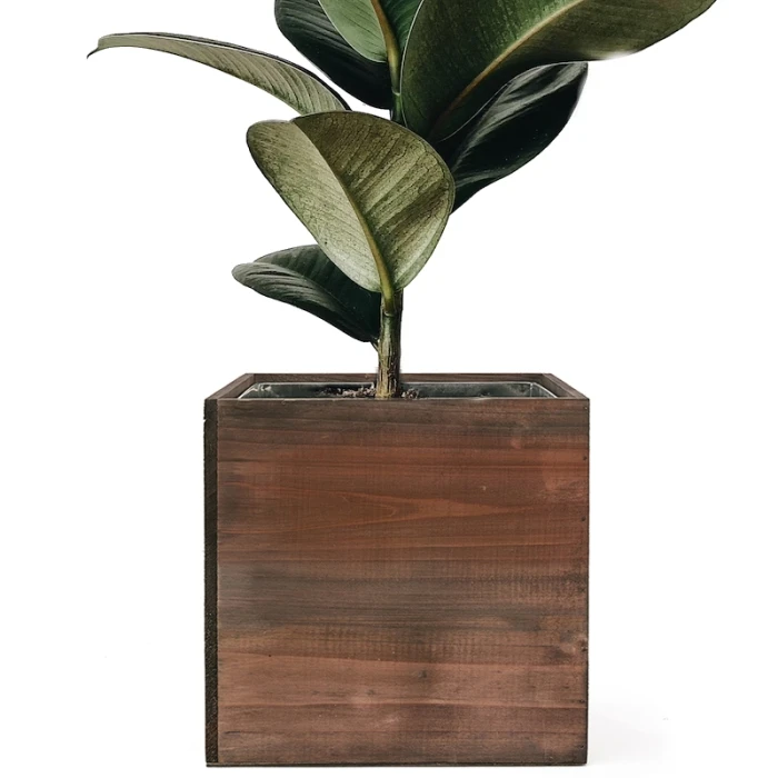 Wood Cube Planter Box With Zinc Metal Liner, 8" X 8" X 8" (Wholesale 8 PCS/Case) 1 Wood Cube Planter Box With Zinc Metal Liner, 8" X 8" X 8" (Wholesale 8 PCS/Case)