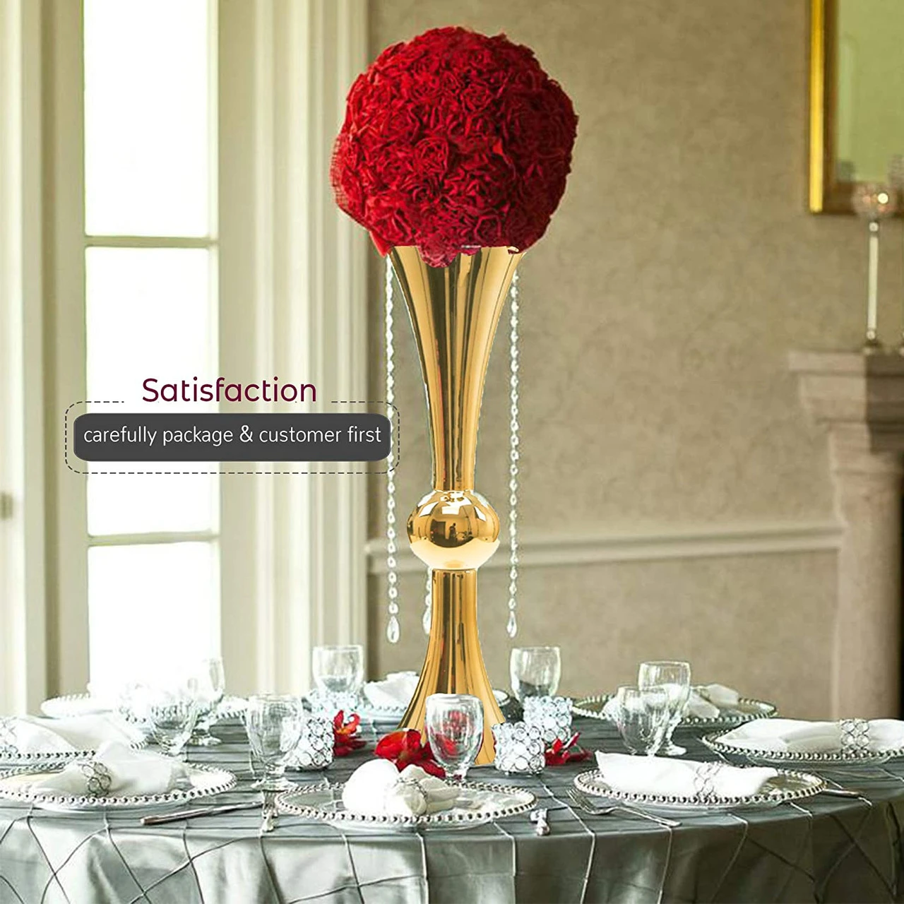 24 Inch Gold Reversible Latour Trumpet Vase - 4 Pieces 5 24 Inch Gold Reversible Latour Trumpet Vase - 4 Pieces - Image 5