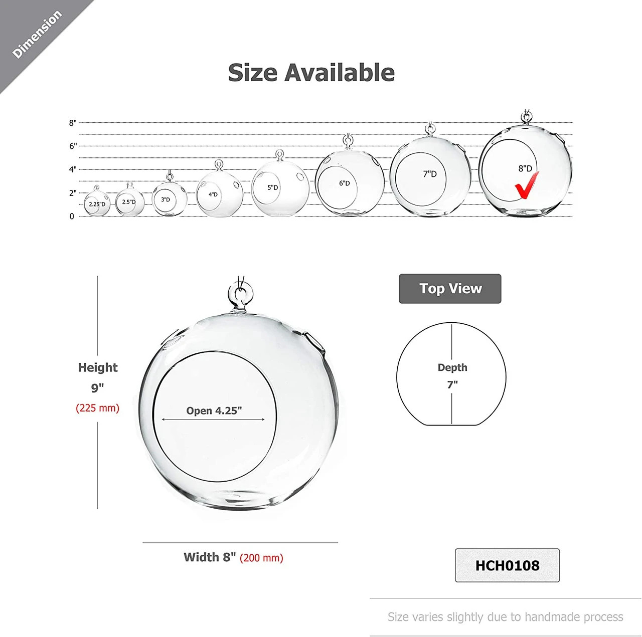 8" X 9" Hanging Round Terrarium Candle Holder - 12 Pieces 2 8" X 9" Hanging Round Terrarium Candle Holder - 12 Pieces - Image 2