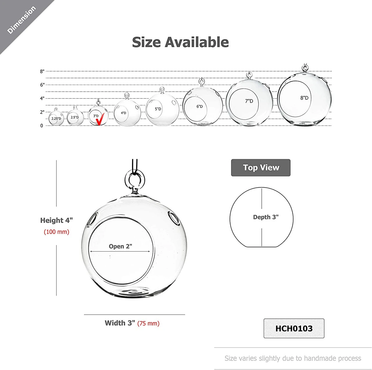 3" X 4" Hanging Round Terrarium Candle Holder - 72 Pieces 2 3" X 4" Hanging Round Terrarium Candle Holder - 72 Pieces - Image 2