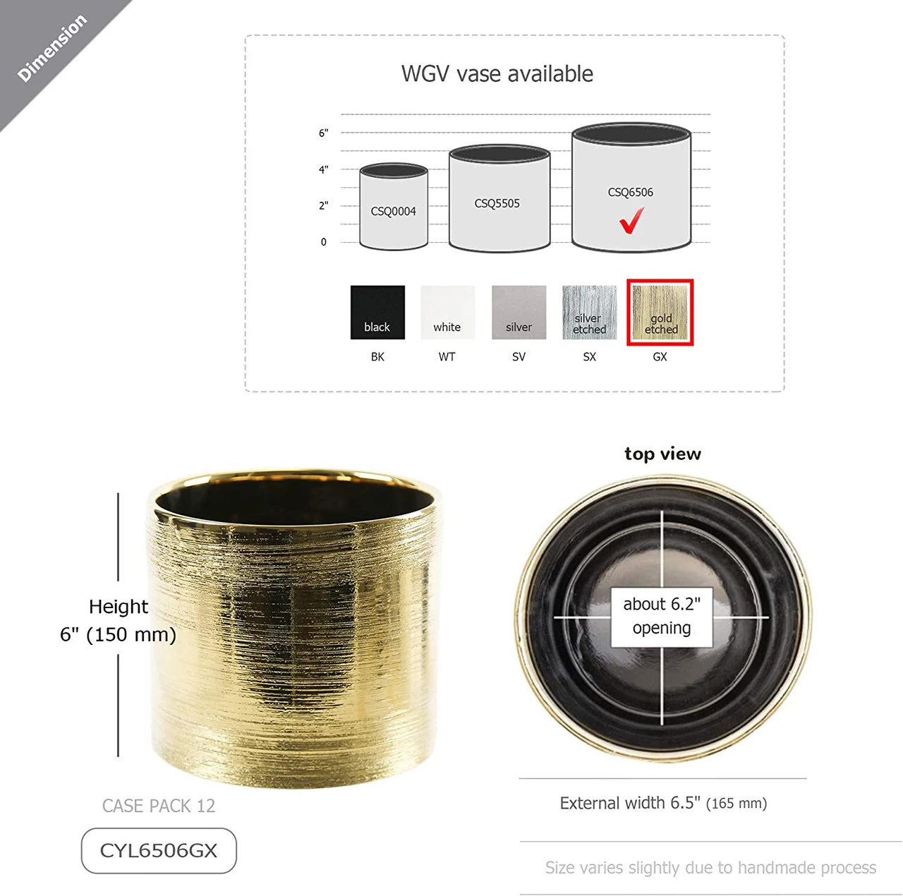 6.5" X 6" Gold Cylinder Ceramic - 6 Pieces 2 6.5" X 6" Gold Cylinder Ceramic - 6 Pieces - Image 2