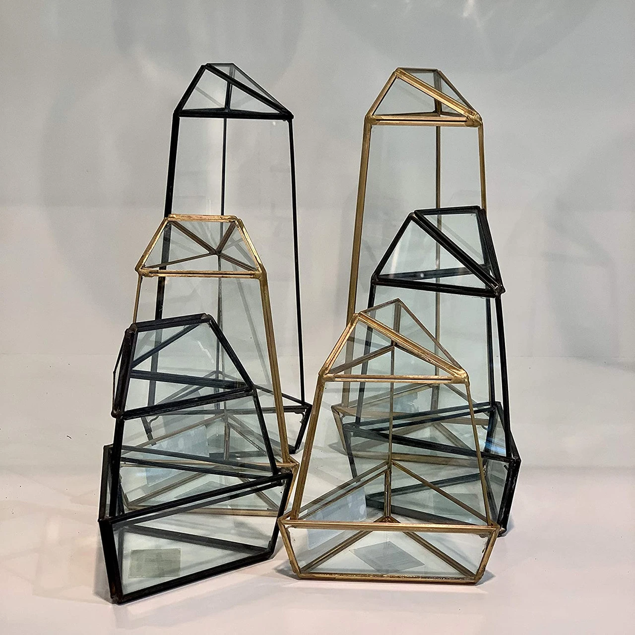 Black Short Triangular Obelisk Geometric Glass Terrarium - 9 Pieces 5 Black Short Triangular Obelisk Geometric Glass Terrarium - 9 Pieces - Image 5