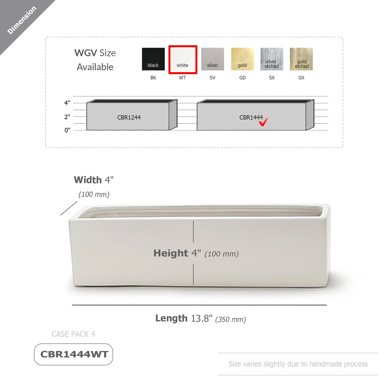14" X 4" X 4" White Long Flat Rectangle - 4 Pieces 2 14" X 4" X 4" White Long Flat Rectangle - 4 Pieces - Image 2